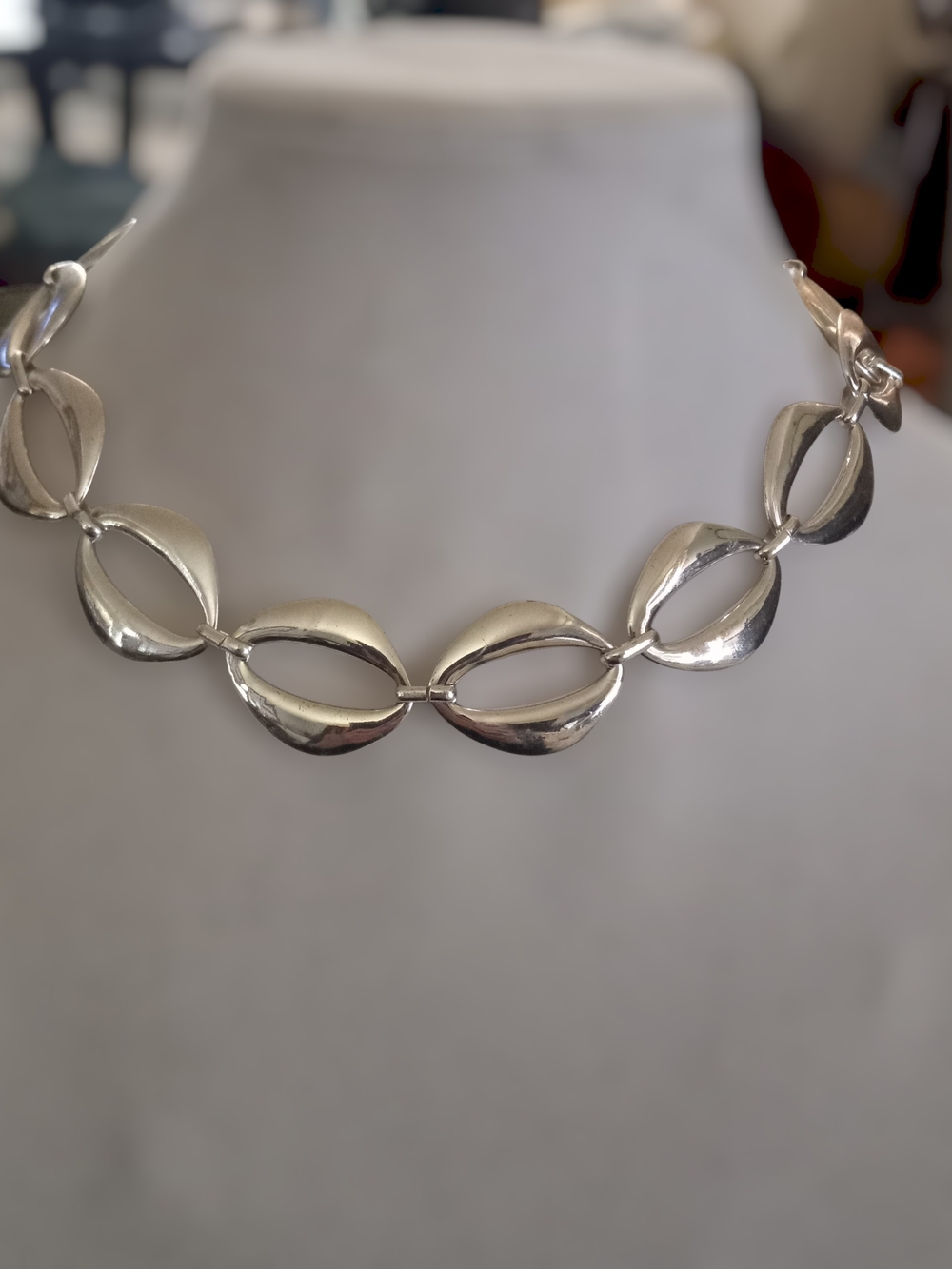 Etienne Aigner Polished Silver Sculpted Link Necklace